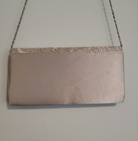 Elegant Lace & Satin Clutch Crossbody - Cream/ Champagne - Picture 2 of 7